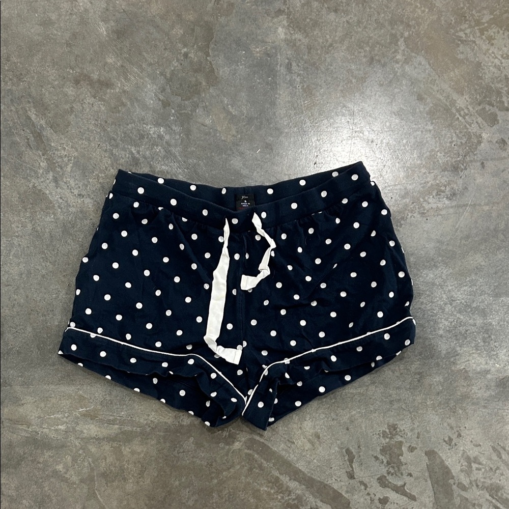 Navy Polka Dot Pajama Shorts with Drawstring